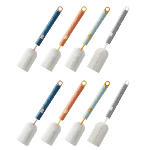 8Pcs Long Handle Baby Bottle Brushes Assorted Color Detachable Cleaner 2
