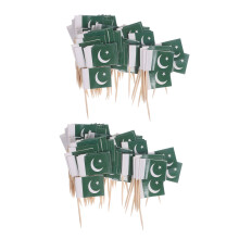 600Pcs Pakistan Flag Food Picks Wood Toothpicks Green Cake Toppers