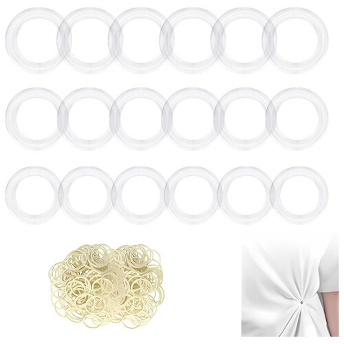 Clip per Stringere I Vestiti - Accessorio per Stringere Camicie, Vestiti, Gonne e Sciarpe, 18 Anelli (3 Misure) + Elastici