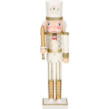Pähkinänsärkijäfiguuri - SPRINGOS - Sotilas miekalla - Korkeus 38 cm - Puuta - Kermansävyinen
