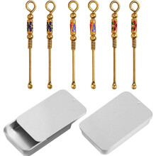 Metal Spoon 8-Piece Set, Retro Brass Ear Spoon Necklace Pendant Keychain, Suitable for Kitchen DIY Handcrafting