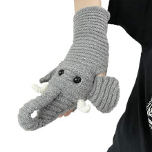 3D Cartoon Elefanten Strickschal, Handschuhe, Bodensocken Winter-Geschenkset