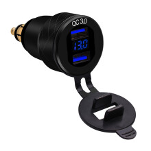 All Round Protection Dual USB Charger Socket Quick Charge3.0With LED Voltmeter Easy Installation Flame Retardant Corrosion Resistant For Vehicles