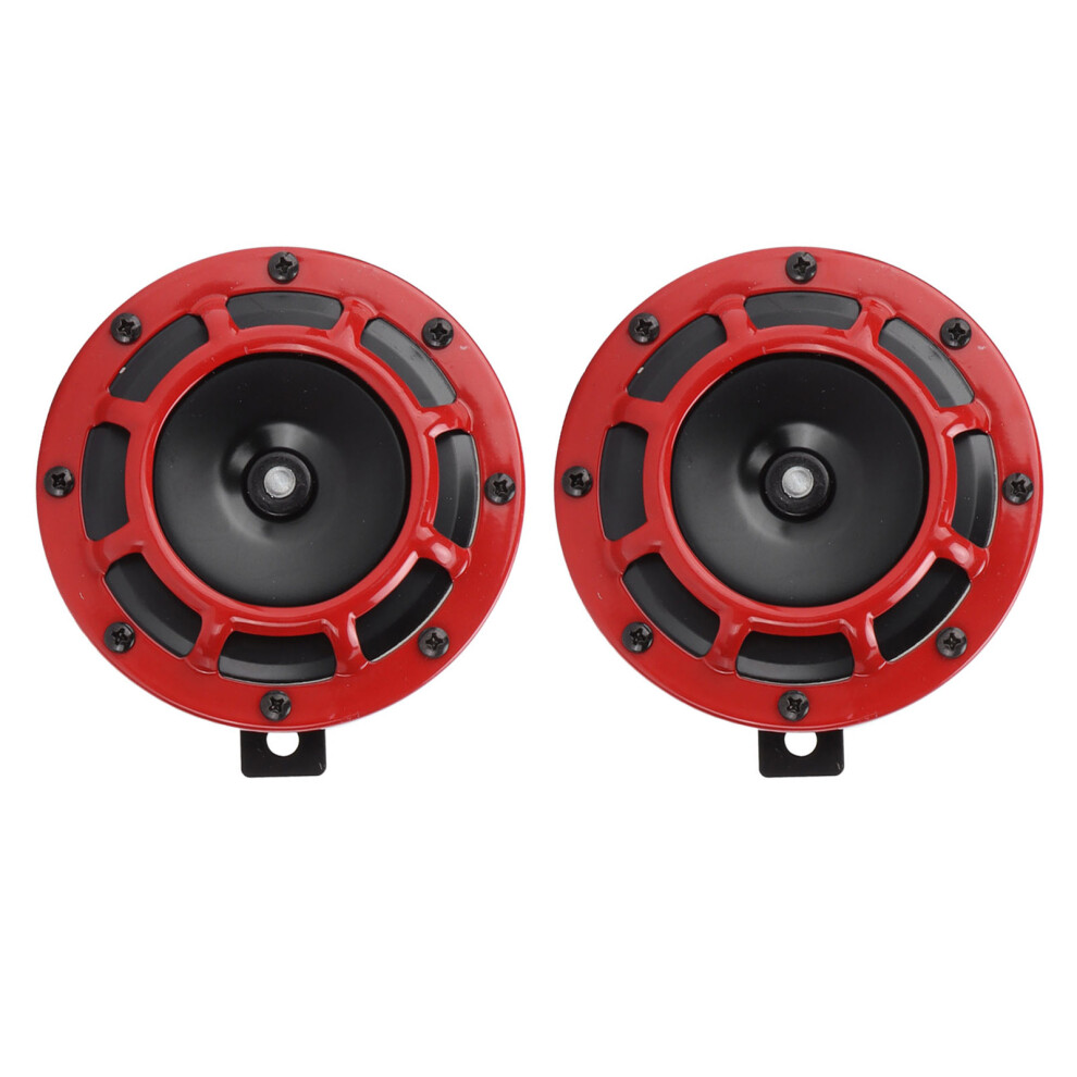 Loud Sound Output Electric Car Horn Universal Vehicle Horn Metal Twin Horn Kit Dual Supertone Horns Durable Coated Body High Tone And Low Tone Black 9370362809360