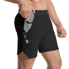 Short de Sport Homme Noir Respirant - Short Fitness Running 2 Poches Taille Élastique Séchage Rapide - Taille M Confort Optimal