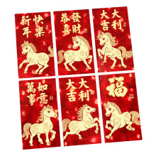 Packung mit 6 roten Umschlägen von Auspicious Horse-M9897