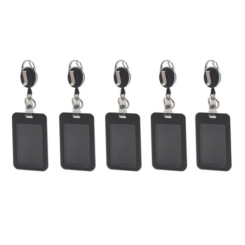 5PCS Work Permit Card Set - Rope Retractable Neck Hanging Document Card Set - Chest Tag Access Control Protective Set