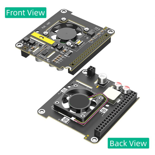 PoE HAT for Raspberry Pi 5 with Cooling Fan/Computer Module 5, with Automatic Discoloration LED Light 1