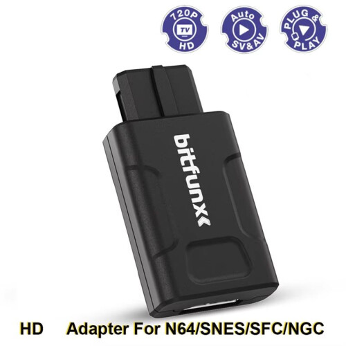 Bitfunx 720P -Compatible Adapter for N64/SNES/SFC/NGC Console 4:3 Aspect Ratio Switching SV&Composite Input HDTV Converter 1