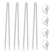 Stained Glass Window Hanging Chain with Suction Cup Hooks, 4 Pcs 20 Inch Picture Hanging Chain Sunshine Catcher