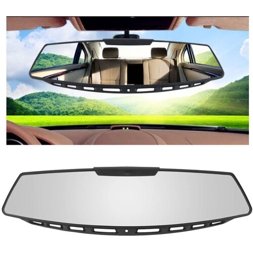Espelho retrovisor universal com ajuste de 360 graus, convexo, panorâmico, grande angular, antirreflexo e fácil de instalar em carros e SUVs.