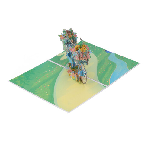 Spring Flower 3D Greeting Card with Envelope, Thick Paper, Note, 7.0x5.0in