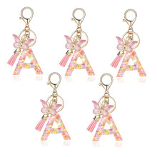 Type A Fashionable Letter Keychain Butterfly Keychain Crystal Epoxy Pendant