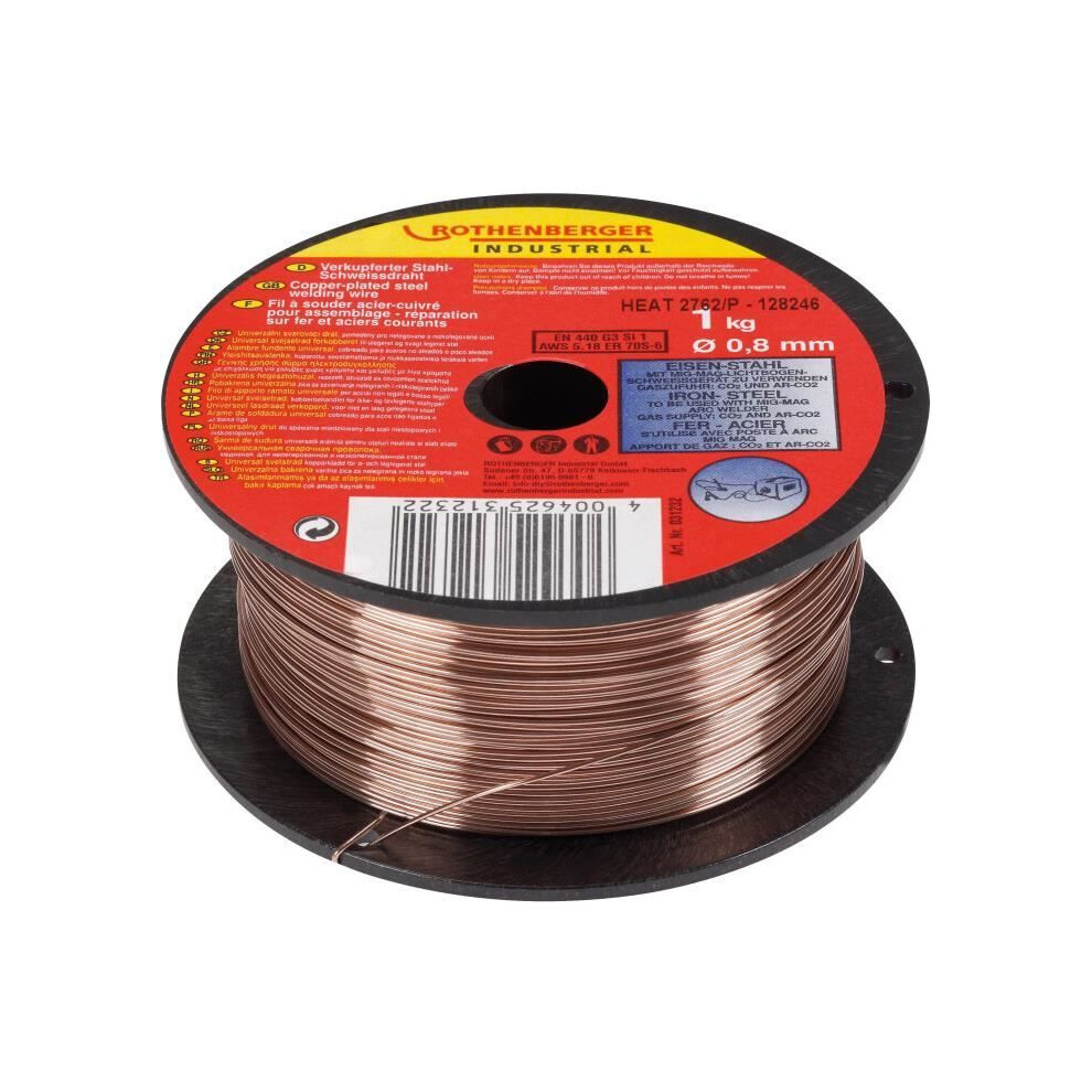 Industrial Copper-Plated Steel Welding Wire, Diameter 0.8 Mm, 1 Kg Spool, 31232 4004625312322