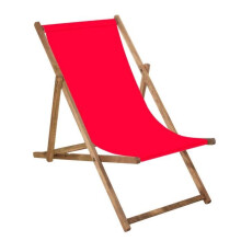 Transat de Jardín plegable de madera de haya SPRINGOS - Rojo - 1 persona - Natural