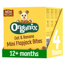 Organix Organic Flapjacks for Toddlers, Oat & Banana, Sugar-Free, 4 x 20 g Bites