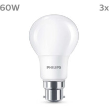 Lampadina LED - PHILIPS - 60 W - B22 - Bianco caldo - Opalino - Non dimmerabile - 3 pezzi