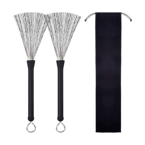 2Pcs Retractable Drum Wire Brushes Drum Brushes for Folk Beginner Prac