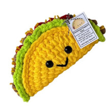 Crochet Doll Small Emotional Support Crochet  Taco Cartoon Cute Crochet Doll Taco Plush Cheer  Toy Knitted Doll