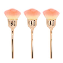 3X Nail Dust Brush Rose Brush Nail Art Cleaning Brush Blush Powder Brush(Gold)