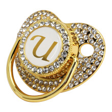 Baby Bling Schnullerclip mit Staubschutz für 6-18 Monate Buchstabe U