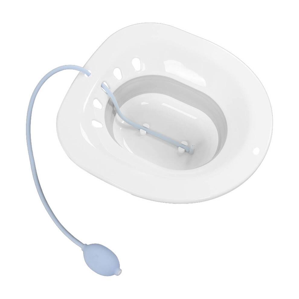 Foldable Grey Sitz Bath with Flusher, Pain Relief, 39x36x12.5cm
