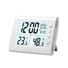 LED-Display Elektronische Klok met Dag en Datum Stereo Digitaal Display Snooze-Wekker Binnentemperatuur Bureauklok,A