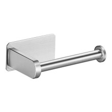 Suporte de papel higiênico autoadesivo, sem necessidade de furar, para montagem na parede, em aço inoxidável.
