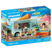Playmobil 71904 Eiswagen & 3 Figuren, My Life Strandurlaub, Retro-Design der 50er Jahre, 101 Teile, ab 4 Jahren