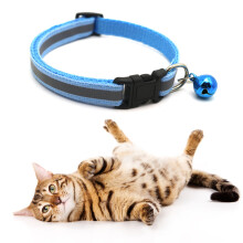 12pcs Reflective Adjustable Cat Collars with Bells, Size 19-32cm