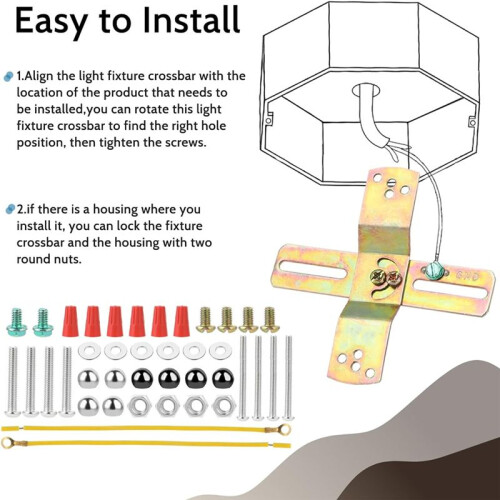 2 Sets Light Fixture Mounting Bracket,4 Inch -Shaped Mount Bracket Light Crossbar Bracket with Screws 1