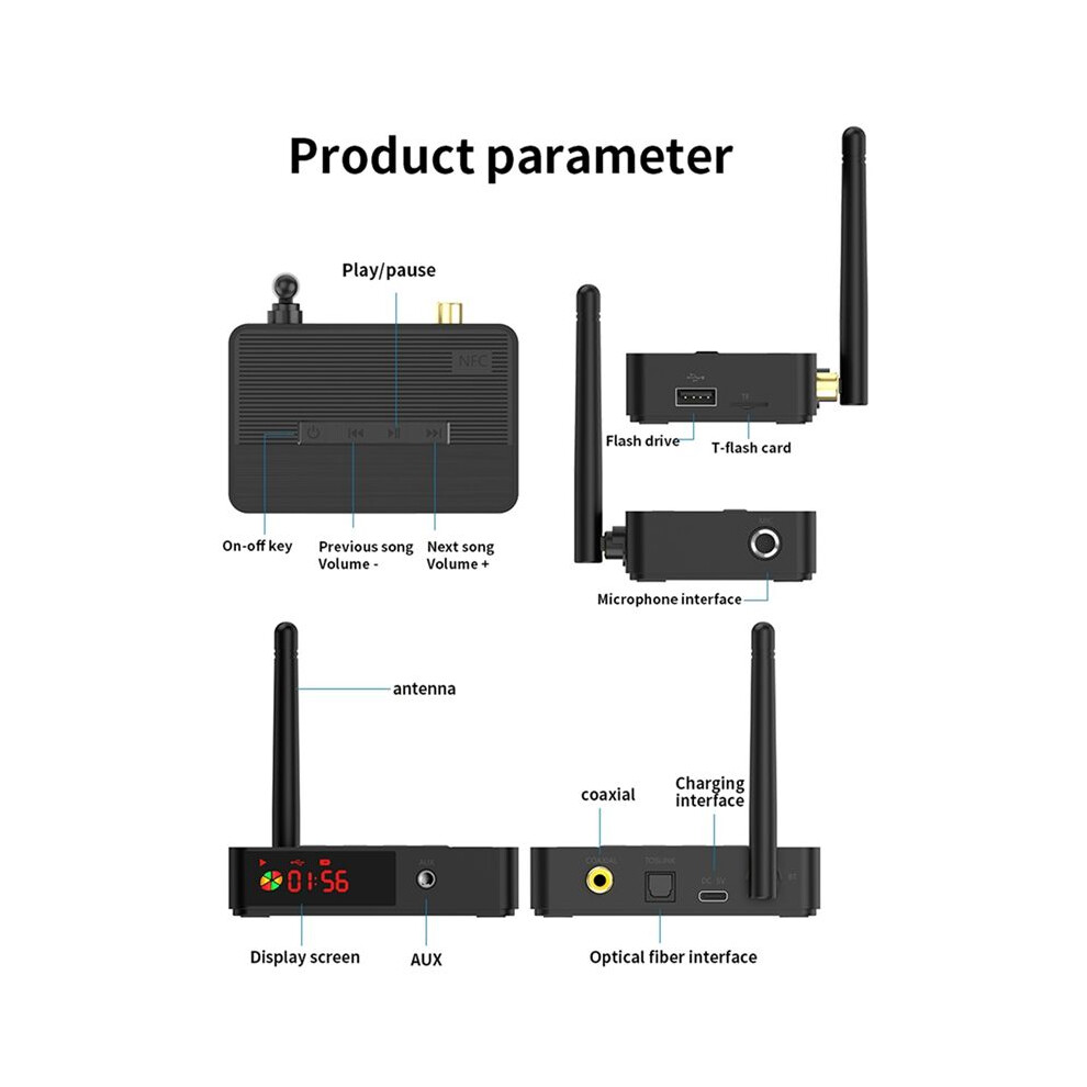 5.3 Receive Transmitter Adapter Hifi Sound Quality Nfc Remote Control Stereo Aux Coaxial Fiber Optic Adapter 6031577645336