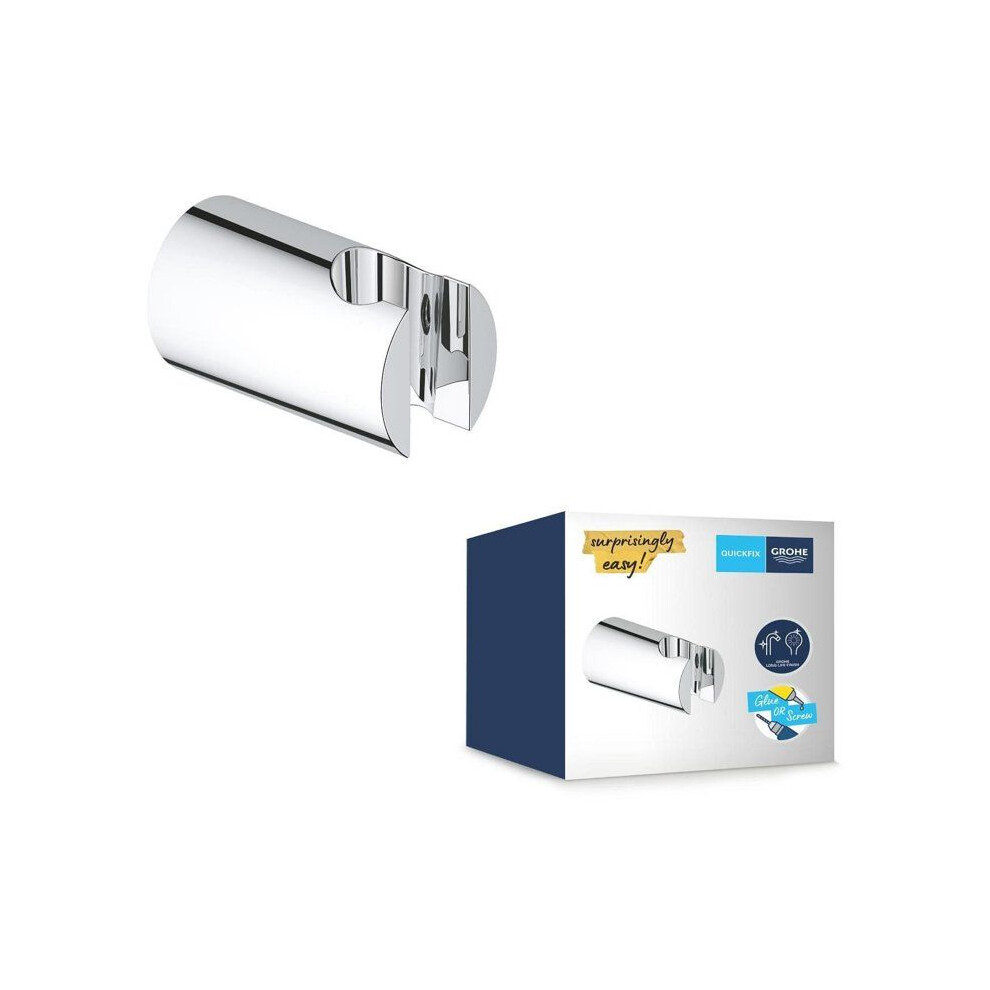Grohe Vitalio Universal Quickfix Wall Holder For Hand Showers (Including Screws And Dowels) Extra Easy To Fit With Quickglue, Chrome, 26102000