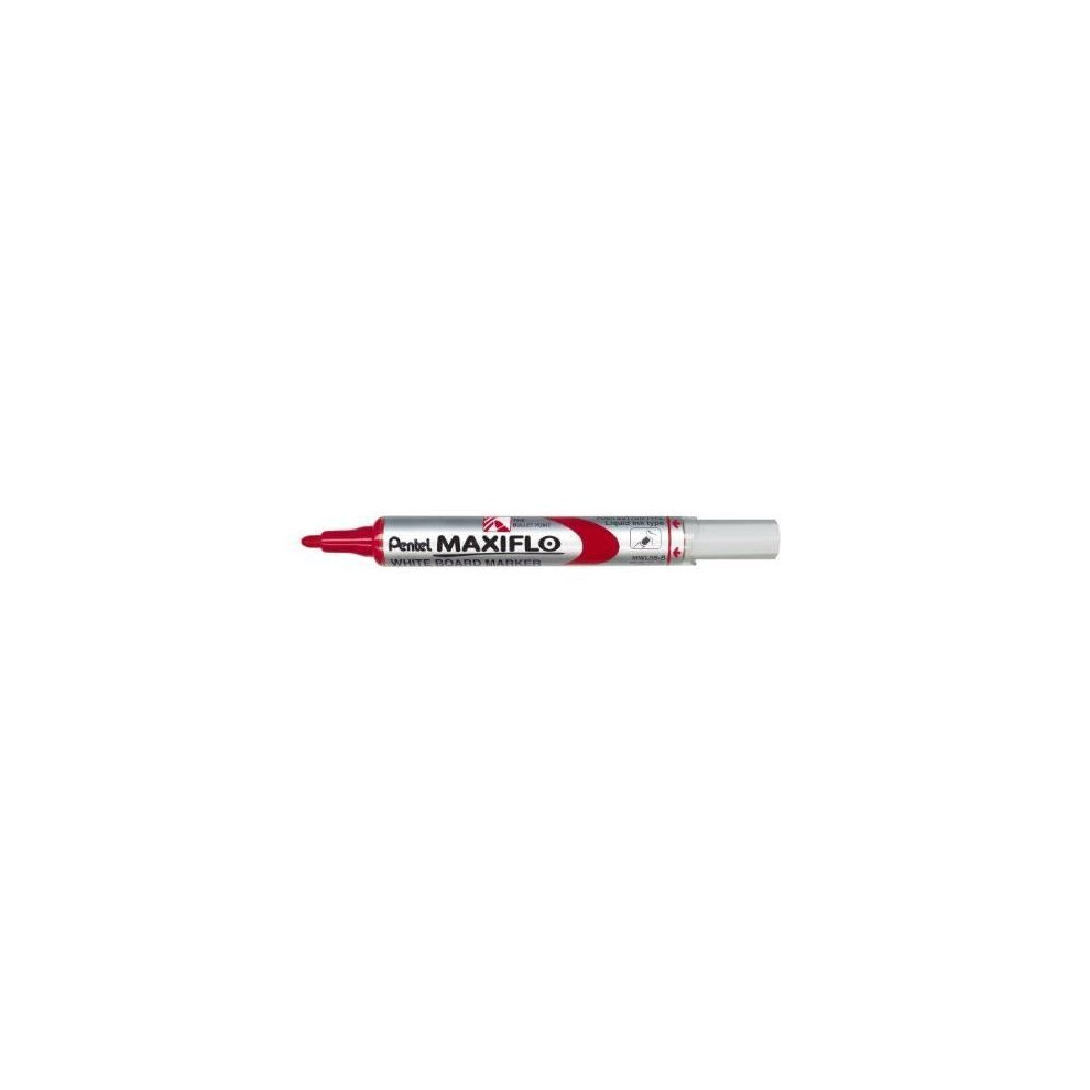 Pentel Maxiflo Whiteboard Marker, Fine Bullet Point, Ink, (Pack Of 12) Red