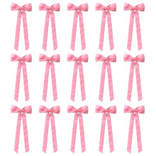 15Pcs Pink Velvety Bowknots Decorative Christmas Tree Gift-Pink