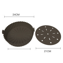 2X Air Fryer Liner, 10 Tums Återanvändbar Silikon Air Fryer Pot, Non-Stick Oljefilterdesign, 22 cm för Air Fryer Brown