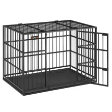 Cage pour chien - HELLOSHOP26 - 107 x 70 x 75 cm - Acier ultra-résistant - 4 verrous de sécurité - Noir