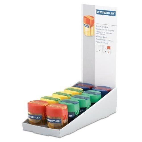 Staedtler Staedtler 512 006 Round Tub Double Sharpener - Assorted Colours, Pack of 10