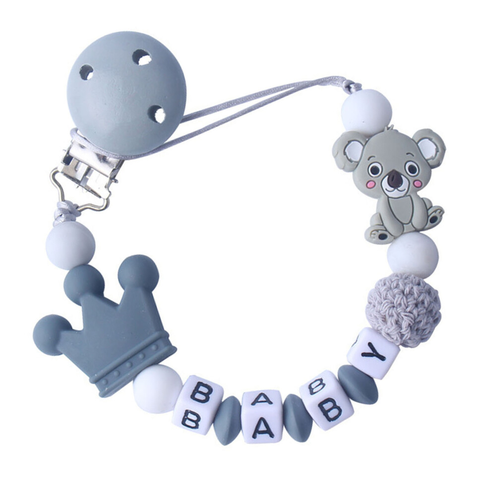 Silicone Baby Teethers Chain Bead Soother 30cm Grey for 3+ Months