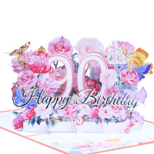 90th Birthday Card 3D Pop Up Laser Cut with Envelope Keepsake Gift for Women and Men