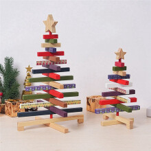 Wooden Christmas Trees Figurines Christmas Decorations Home Accessories Rotatable Miniatures Aesthetic Room Decor Gift S