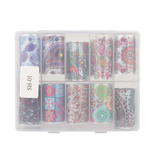 Easy To Apply Widely Use Safe Material Long Lasting Colorful Geometry Perfect Nail Art Design Holographic Nail Art Foil Stickers Set With Exquisite