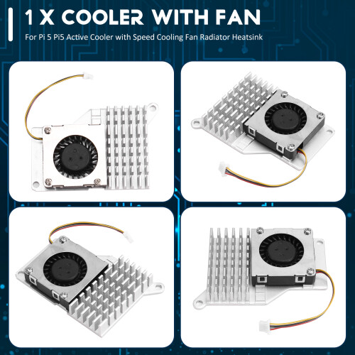 For Raspberry Pi 5 Pi5 Active Cooler with Speed Cooling Fan Radiator Heatsink 1