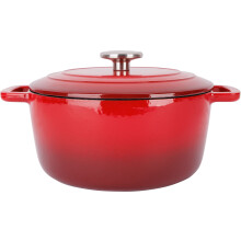 Cocotte com tampa - COSY & TRENDY - FONTESTIC - Ferro fundido esmaltado - Ø24 cm - 4,6 L - Todos os fogões, incluindo indução - Vermelho