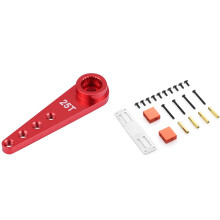 Alloy WPL1627R Upgrade 25T Metal Steering Arm for WPL RC1:16 Car DIY Red & Metal Servo Fixed Mount Bracket Kit