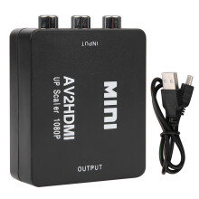 Plug and Play RCA-HDMI-muunnin, edistynyt signaalinkäsittely AV-HDMI-sovitin, muuntaa CVBS-signaalin HDMI-muotoon ja tukee 1080P-lähtöä Xboxille.