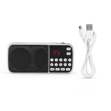 Elegant Compact Design FM Radio with HiFi Sound Rechargeable Battery Operated Adjustable Volume Control LED Flashlight Multi-Function Media Player TF