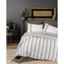 Bedding Set - 1 duvet cover 220 x 240 cm + 2 pillowcases 60 x 60 cm - 100% reinforced cotton - Brown