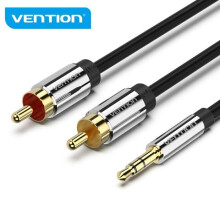Vention 3.5mm Male to 2RCA Male Audio Cable 1M Black Metal Type