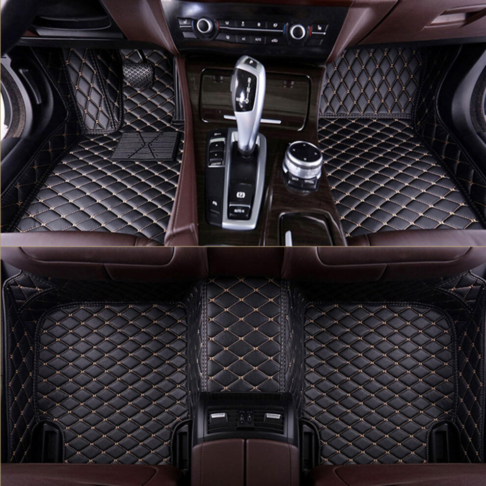Floor Mats For Hyundai Tucson 20212024 Custom Fit Leather All Weather Waterproof Non Slip Liners Black/Beige 9330225967262